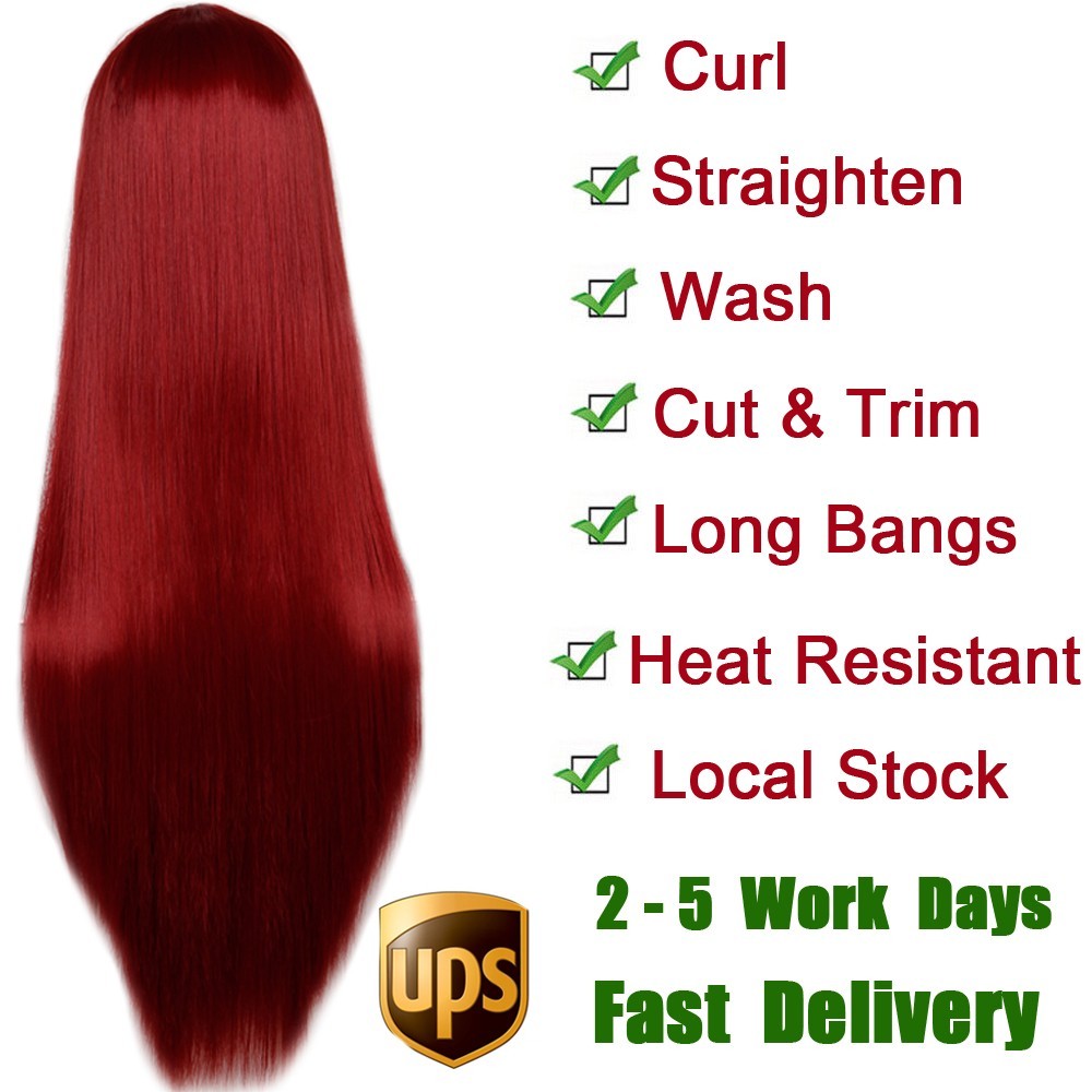 Colorful Women Long Hair Wig Curly Wavy Synthetic Cosplay Halloween Full Wigs la