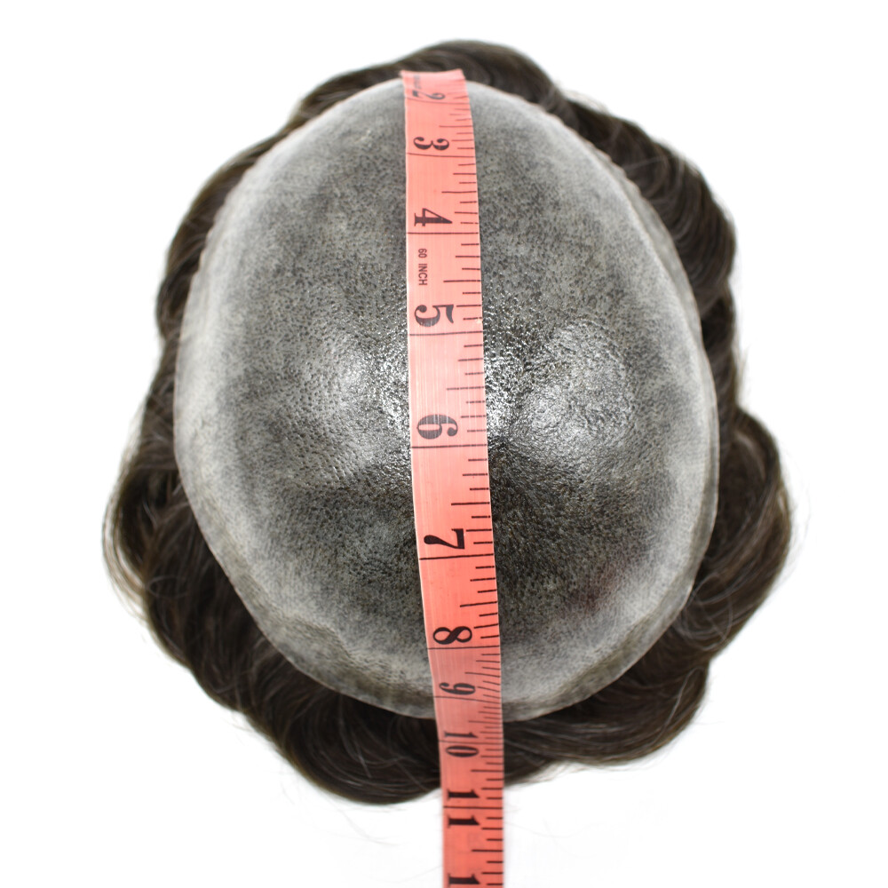 Men Human Hair Piece Replacement Systems Thin Skin Full Poly Toupee Hair Units