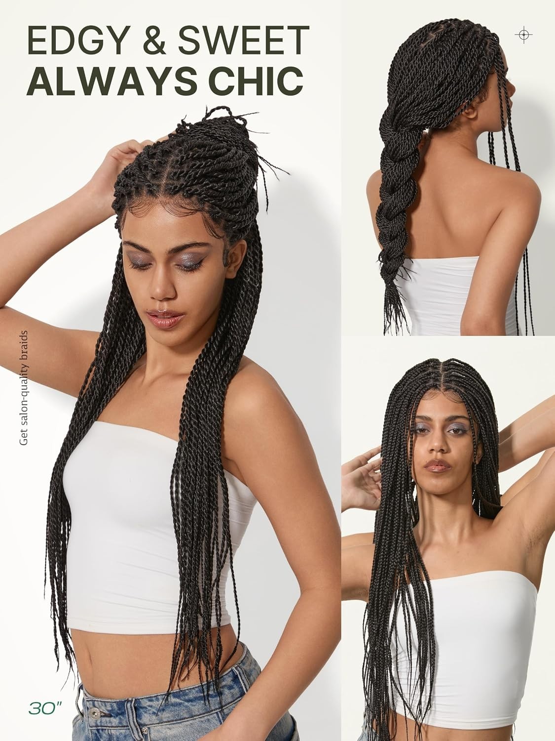 Full Lace Micro Twist Braided Wigs for Black Women Veralux™ 200% Density 30 inch