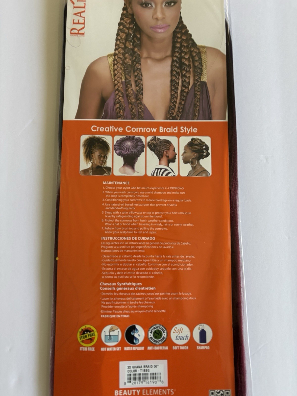Realistic 50” 3X GHANA PRE STRETCHED 100% Kanekalon – Color T1BBG Brand New