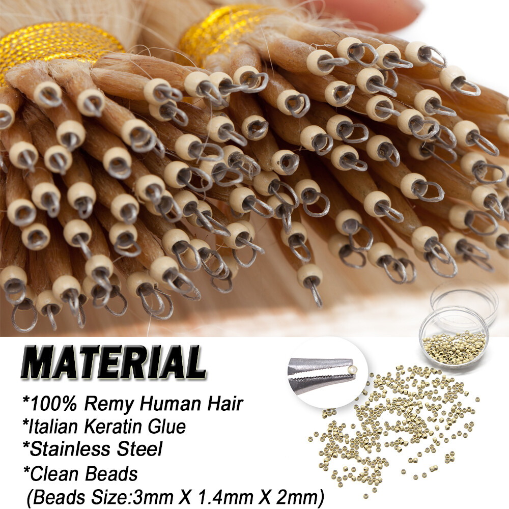 1G THICK Nano Ring 100% Remy Human Hair Extensions Nano Bead Microlink Highlight