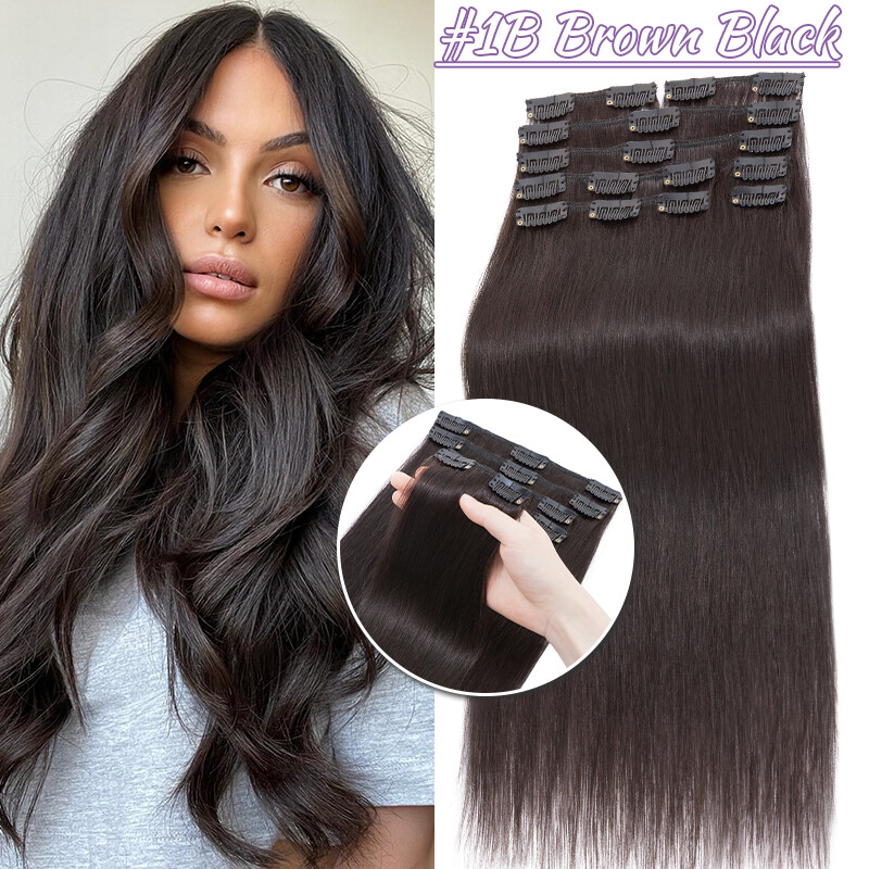 CLEARANCE Clip In Human Hair Extensions 100% Remy Real Hair 8-Pieces Full Head