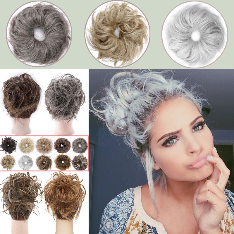 Messy Bun Hair Piece Curly Scrunchie Updo Cover Hair Extensions Real As Human US