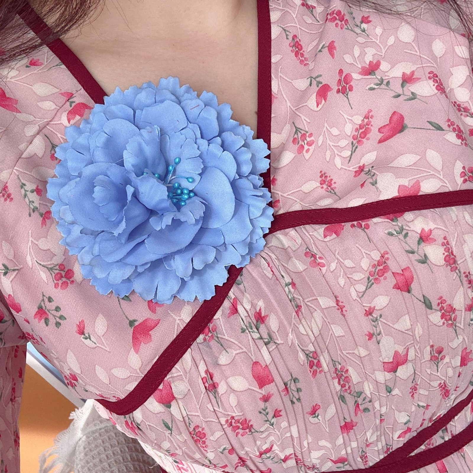A GOOD OMEN Flower Hair Clip, Baby blue, 11 cm 1 Count (Pack of 1), blue