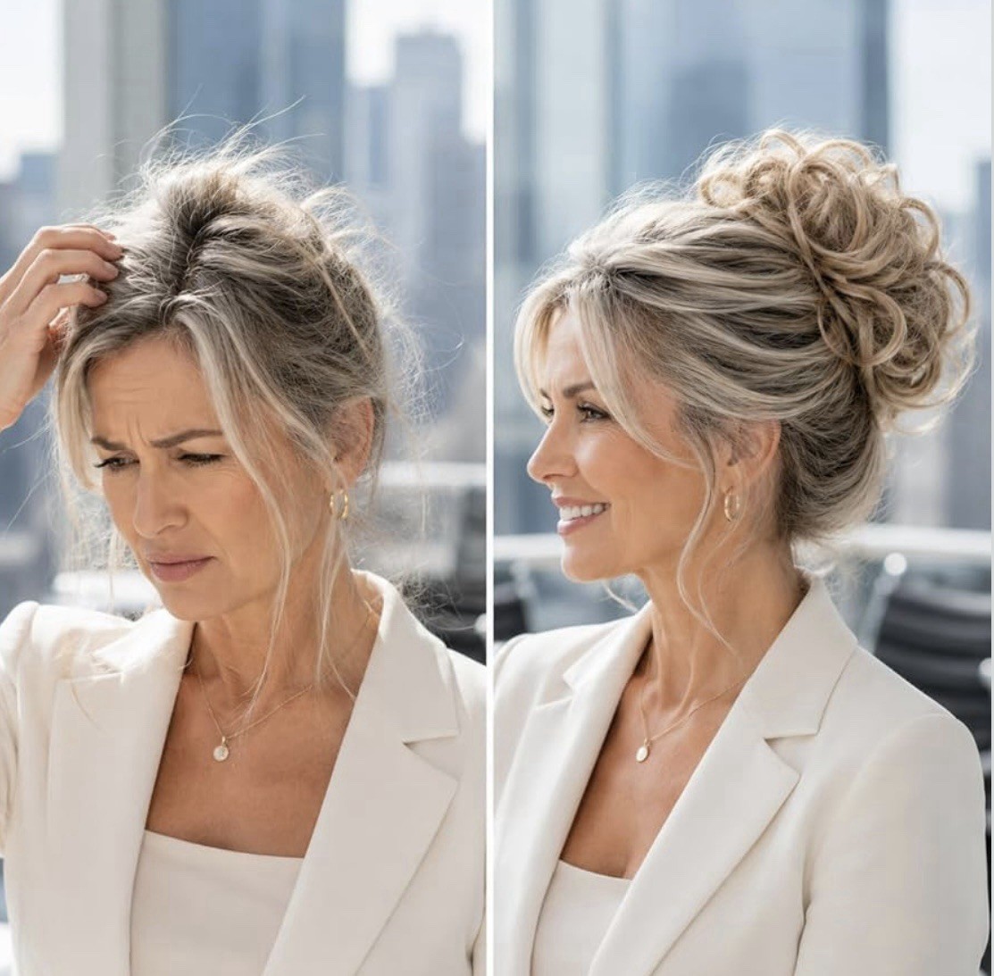 Big Hairpiece Scrunchy Updo Curly Messy Bun – Brown/Gray Mix