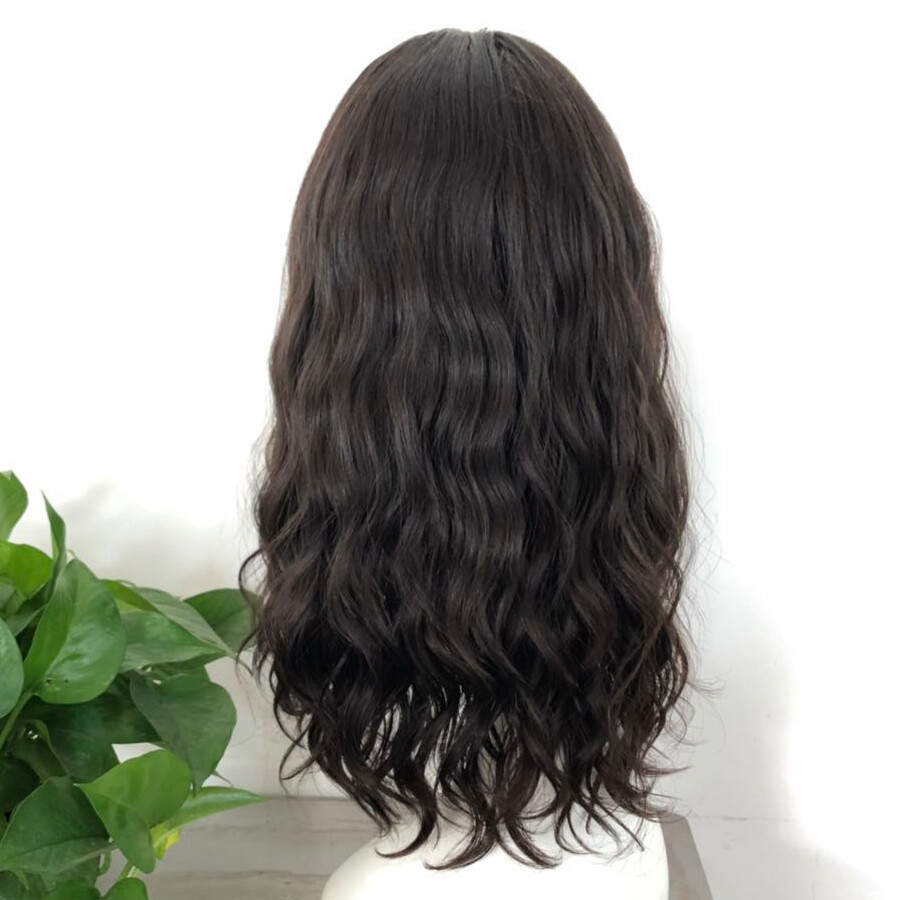 14″~20″ Virgin European Human Hair Kosher Wigs Silk Base Shevy Cap Jewish Wig