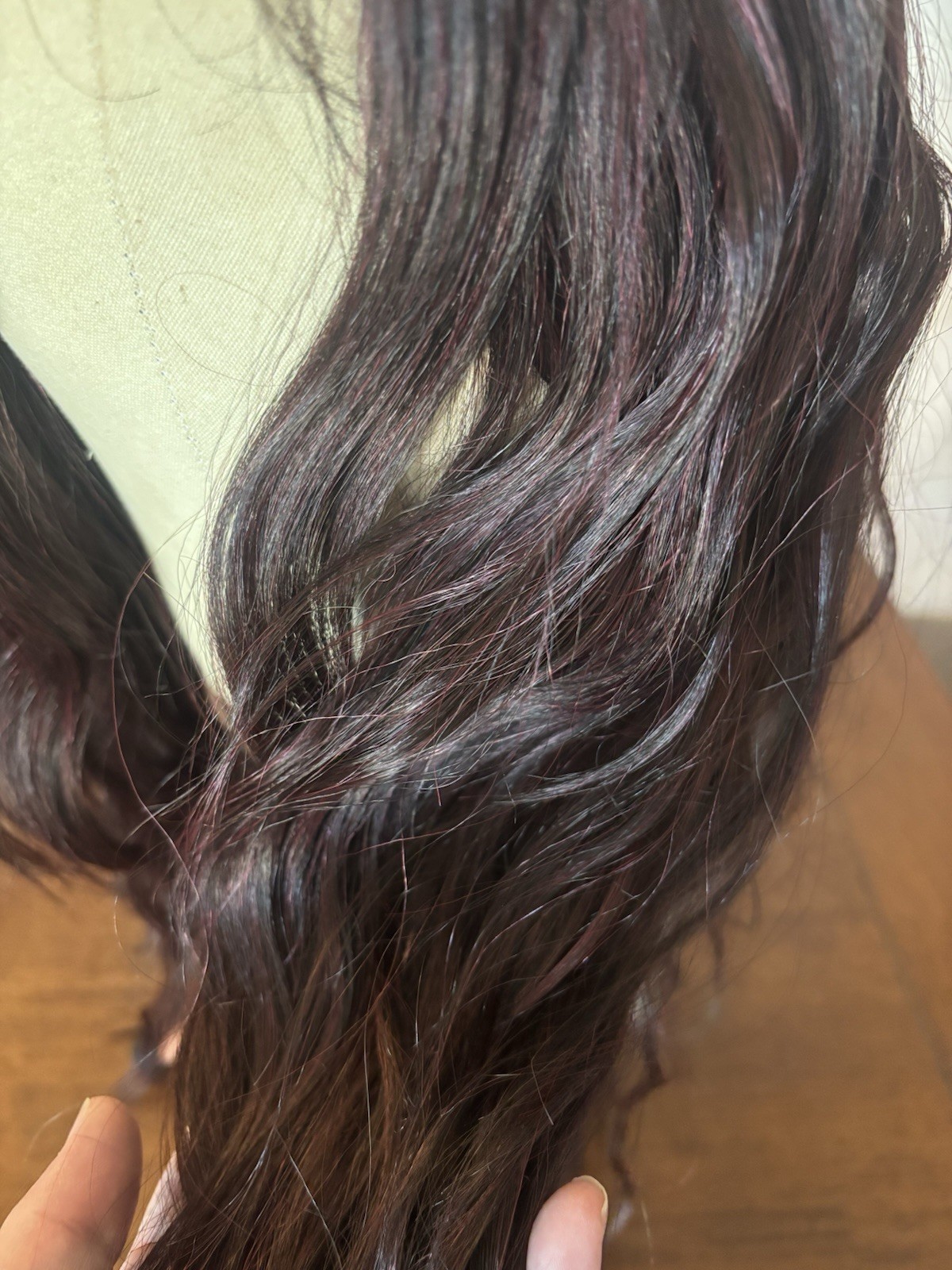Lace Front C-Part Burgundy Blend Synthetic Heat safe Wig