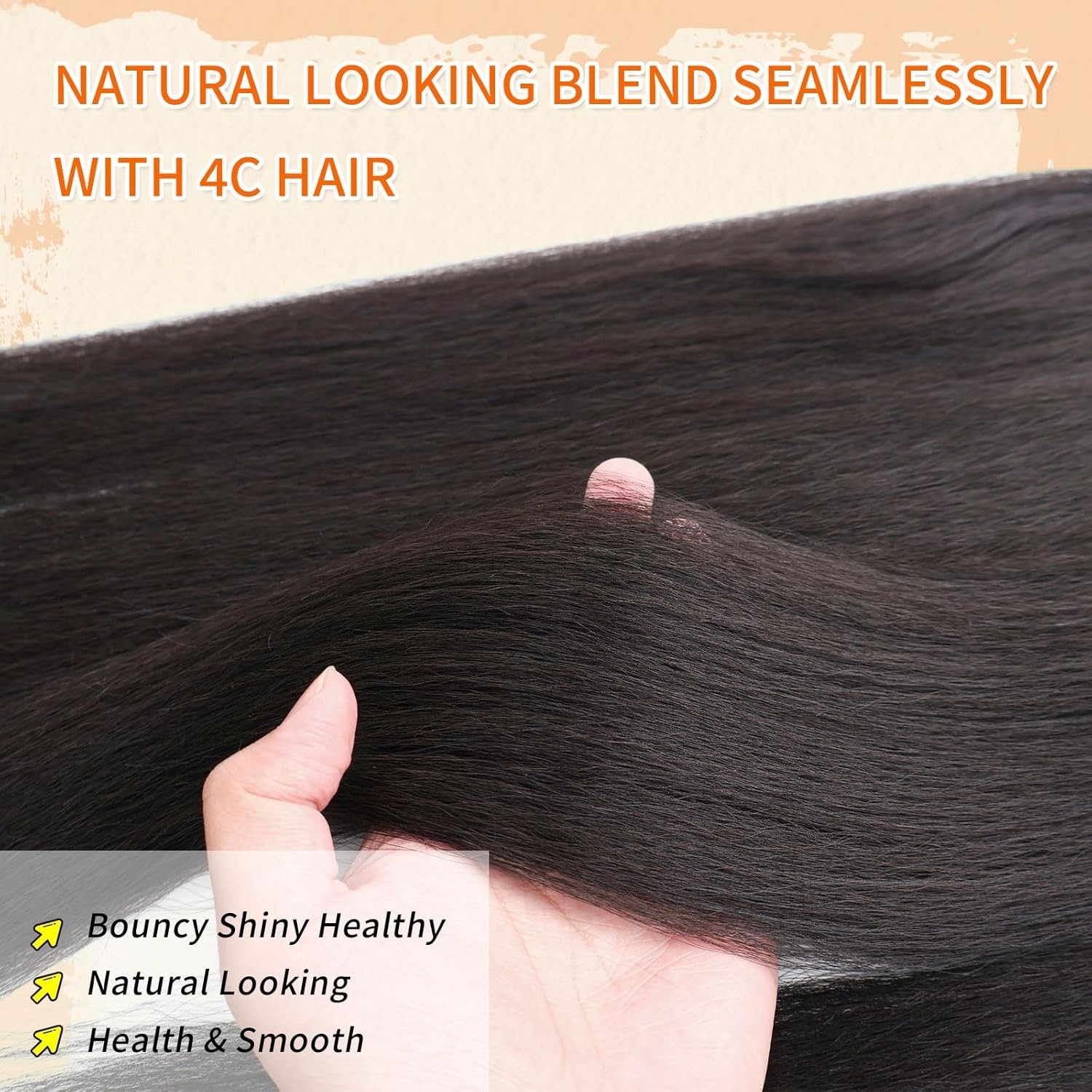 6 Bundles Yaki straight bundles hair,Human Blend Synthetic Hair (18 20 22 Inch)
