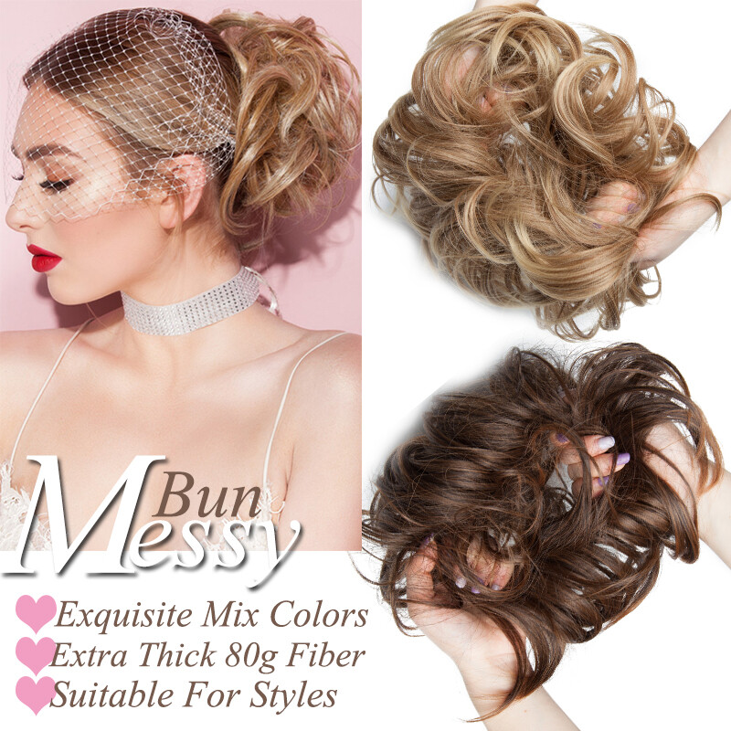 Hair Scrunchies 85g Real Large Hair Buns Hair Extension Thick As Human Ponytail