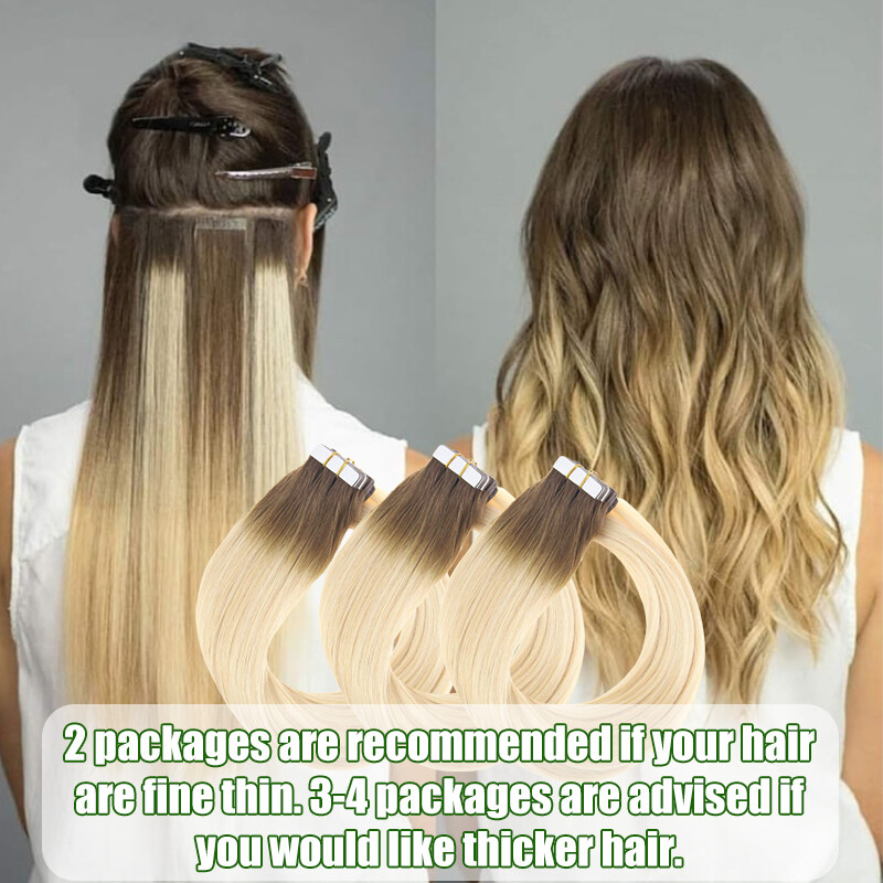 Tape In Stick 100% Remy 8A Human Hair Extensions Full Head Skin Weft Thick Long