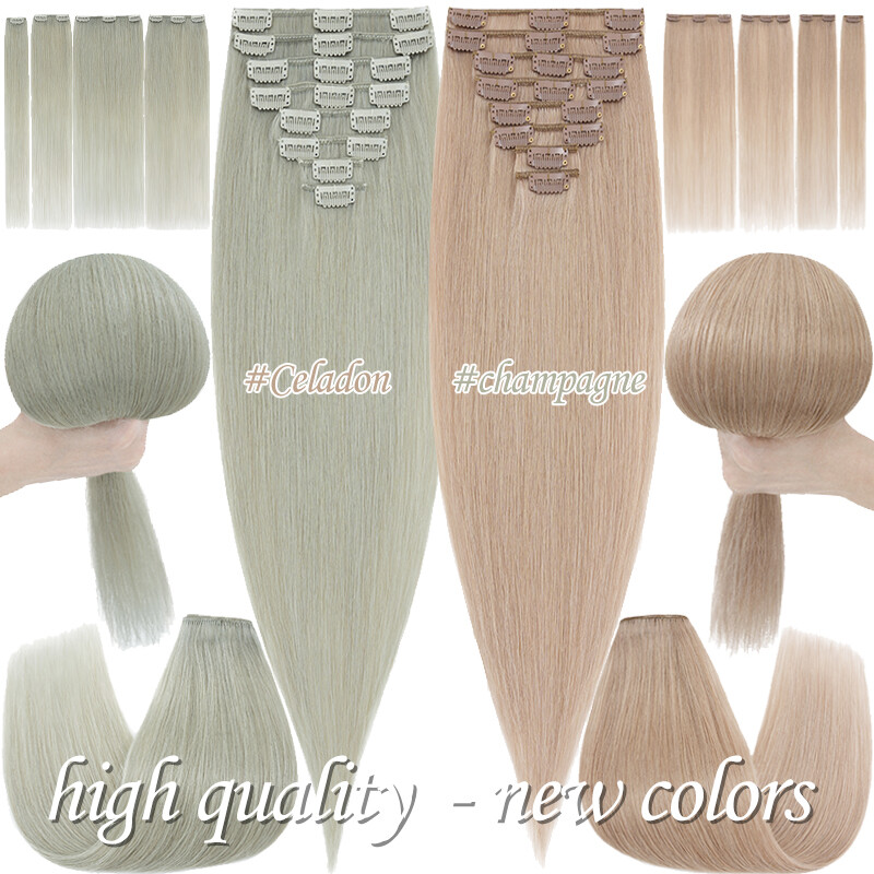 Best 8PCS 18Clips Clip In Remy 100% Real Human Hair Extensions Ombre Full Head