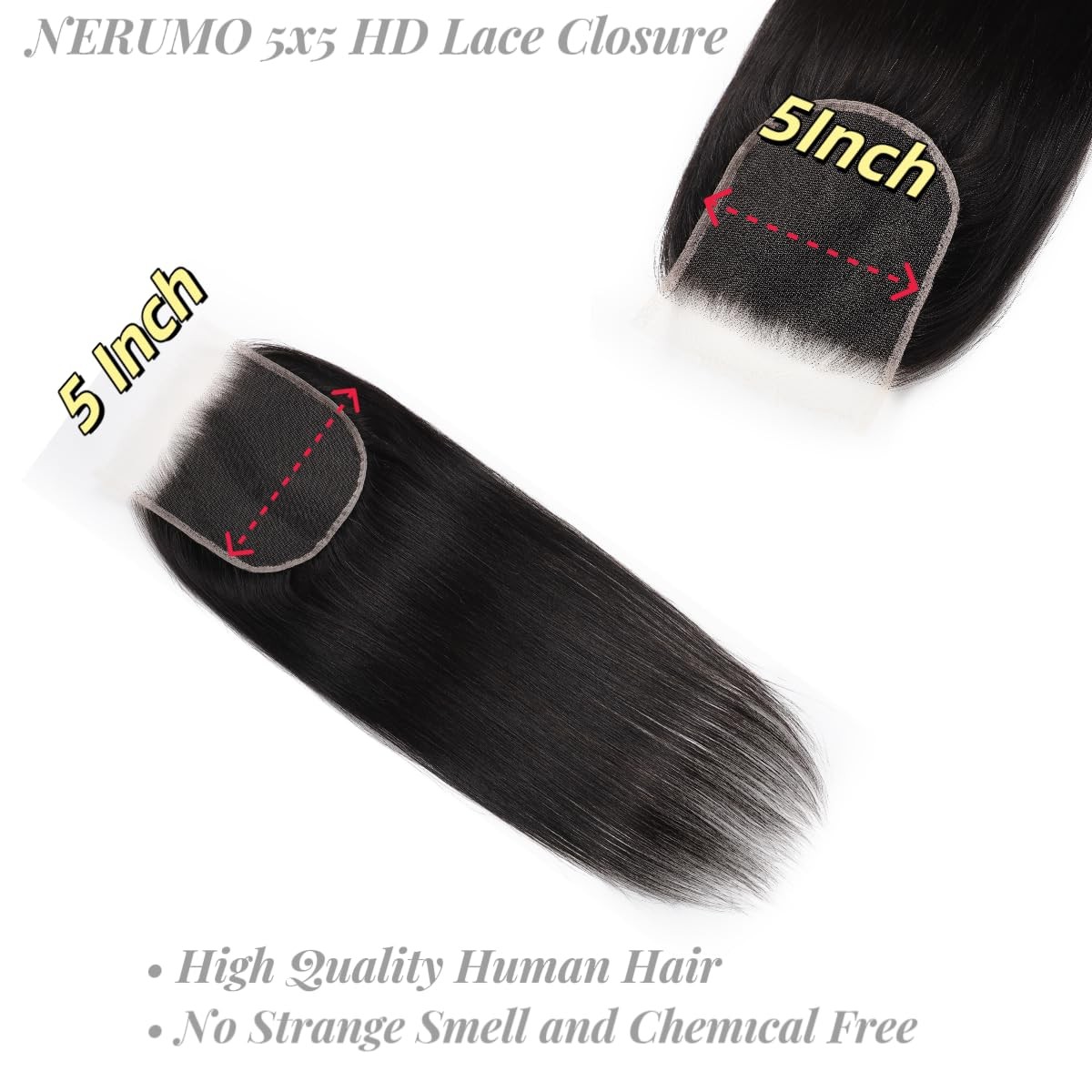 5×5 HD Lace Closure Straight Transparent HD Lace Closure 12A Brazilian Virgin Hu