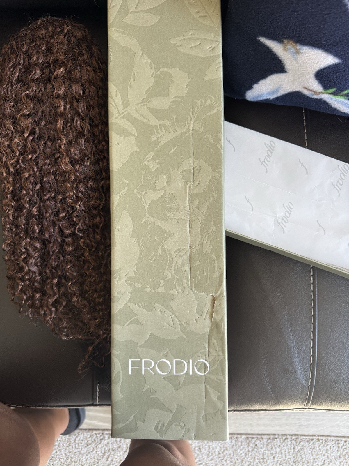 FRODIO Curly Lace Front Clip-In Wig Brown/Auburn 16in Synthetic Free-Part