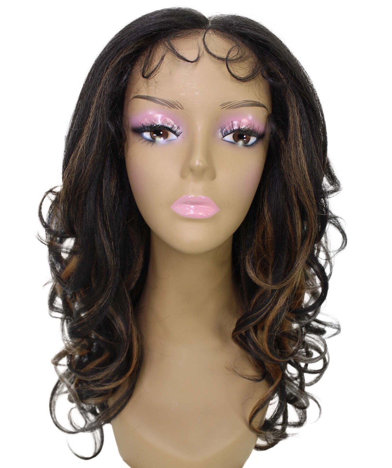LUXLUXE Kiara Wavy Layered 18 in Long T Part Lace Front Wig, Heat Resistant Fibe