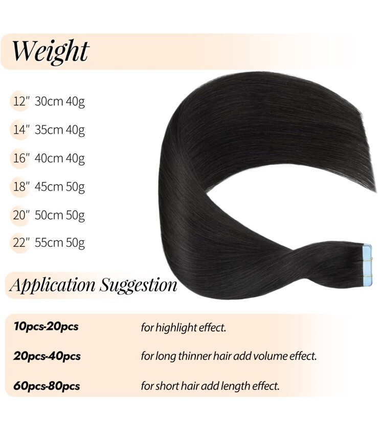 CLEARANCE Tape In 100% Real Remy Human Hair Extensions Skin Weft Full Head Ombre