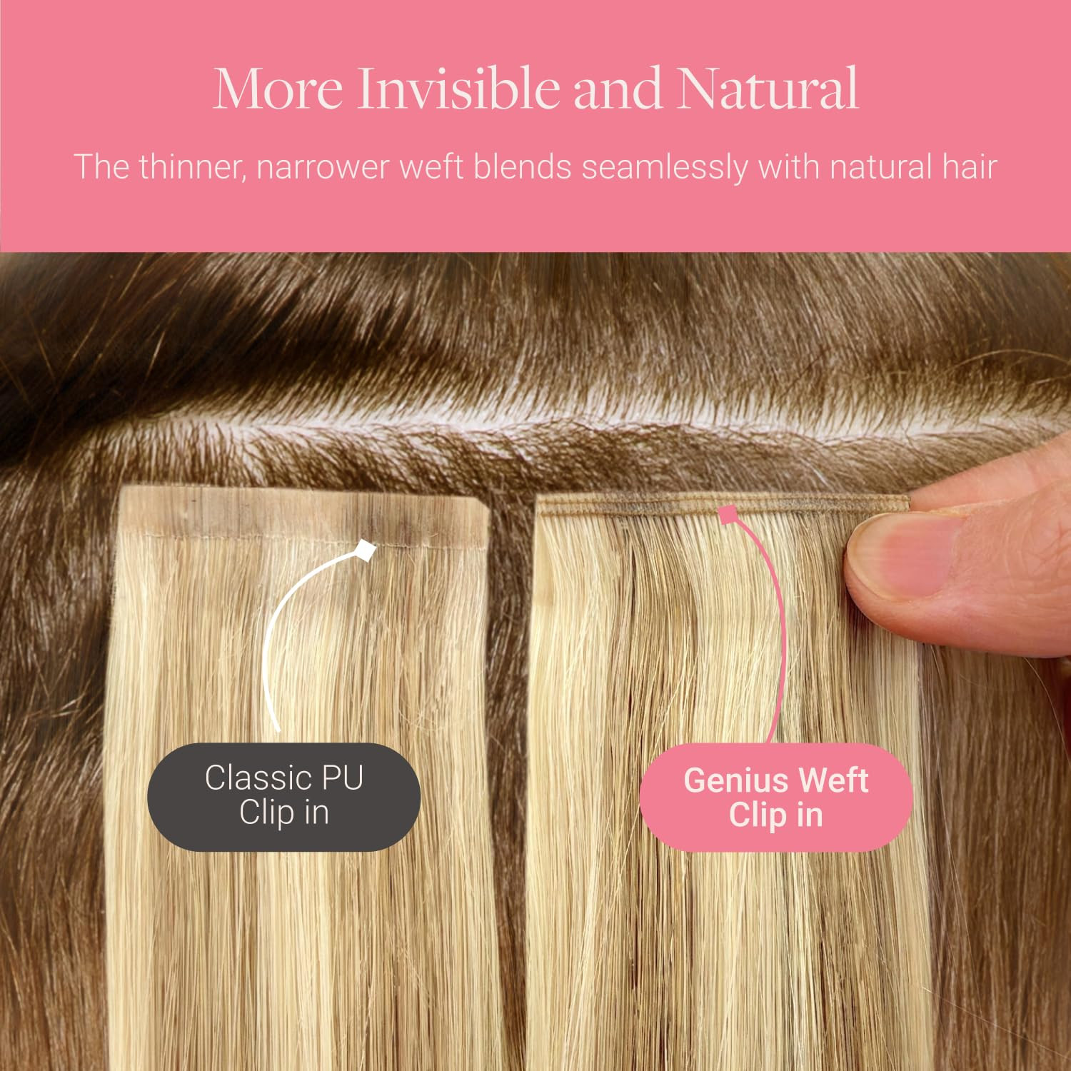 GOO GOO Genius Clip in Hair Extensions, 14inch 110g 7pcs, Seamless PU Clip in Ha