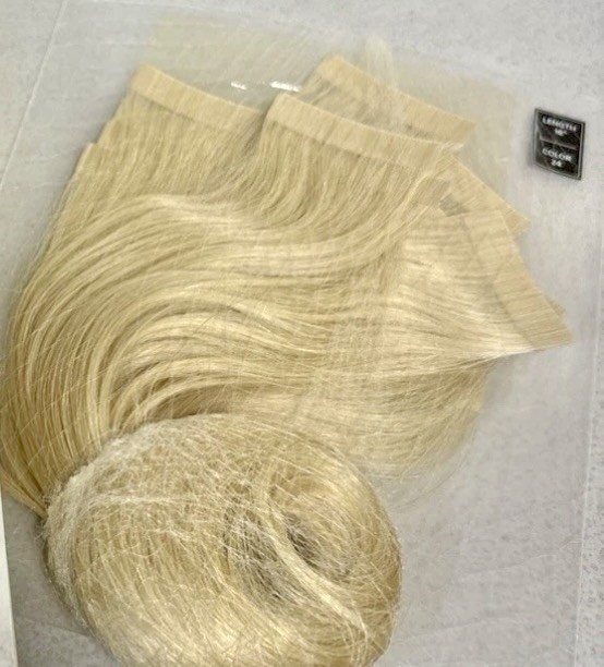 Hot Heads 100% Human Remy Tape Extensions Color #24 18-20 Inches Blonde