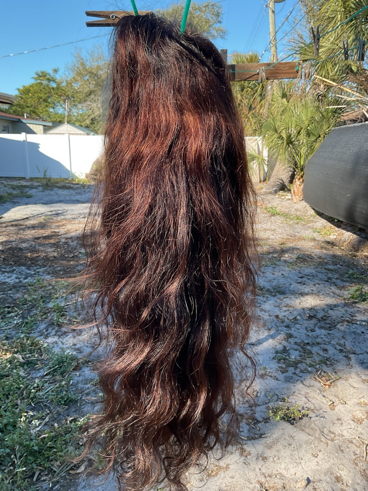 100% Human Hair Glueless Lacetop 26” Wavy Dark Brown/Auburn Highlights NWOT