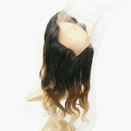 12AA 1B/4/27# 3TONES ROOT OMBRE BRAZILIAN VIRGIN HAIR 3BUNDLES+LACE 360 FRONTAL