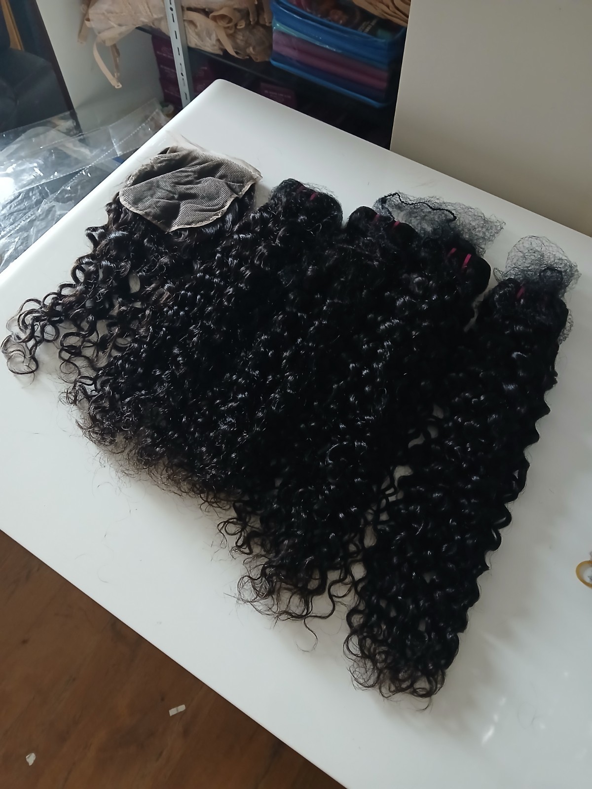 12A 18+18+20+20&16INCH 5X5 WIDER LACE CLOSURE BRAZILIAN HUMAN HAIR WATER WAVE 1B