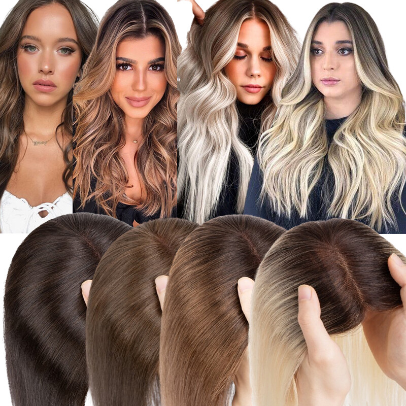 Handmade Silk Base Mono Cap Virgin Human Hair Topper Hairpiece Wigs Remy Toupees