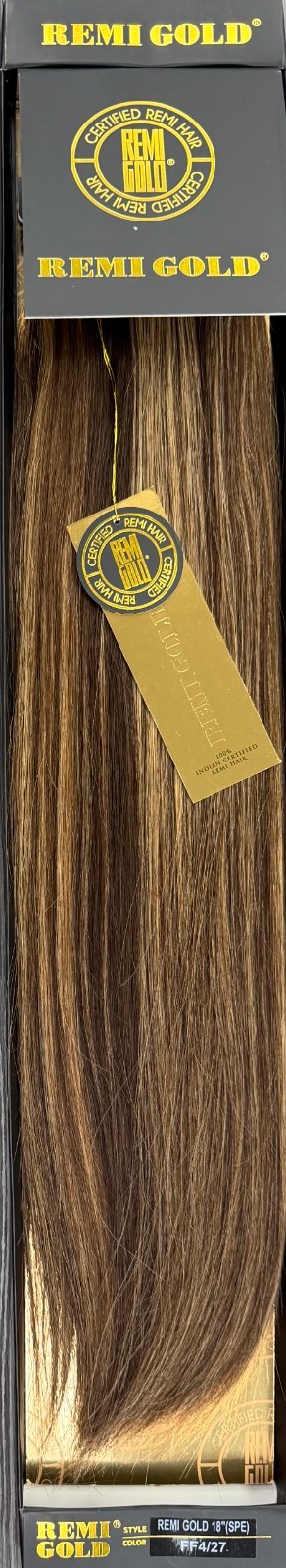 Sensual Indian Remi Gold 100% Human Hair Extensions 18″ Straight #4/27 Blend