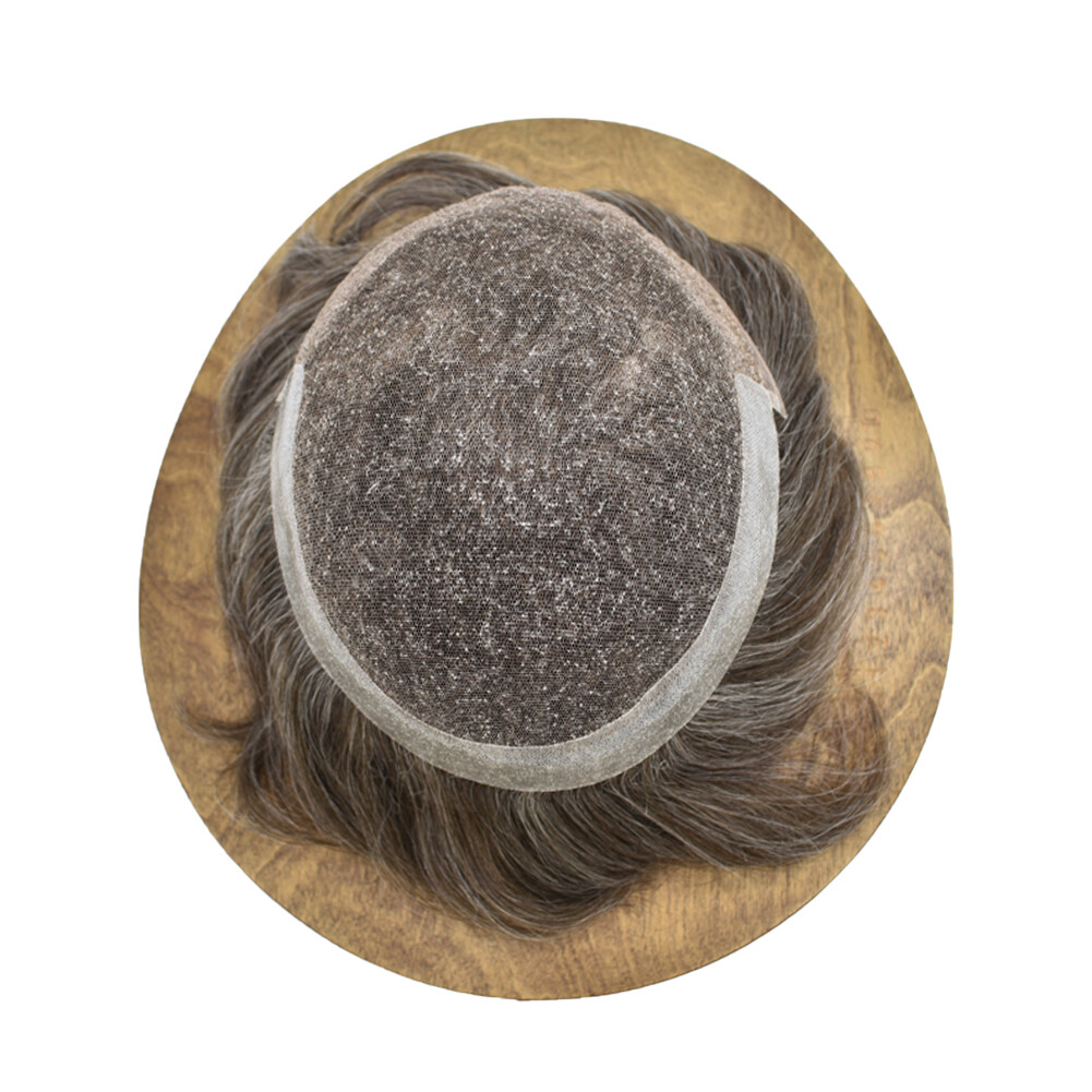 US Mens Toupee Swiss Lace Front Poly PuHairpiece Natural Hair Replacement System