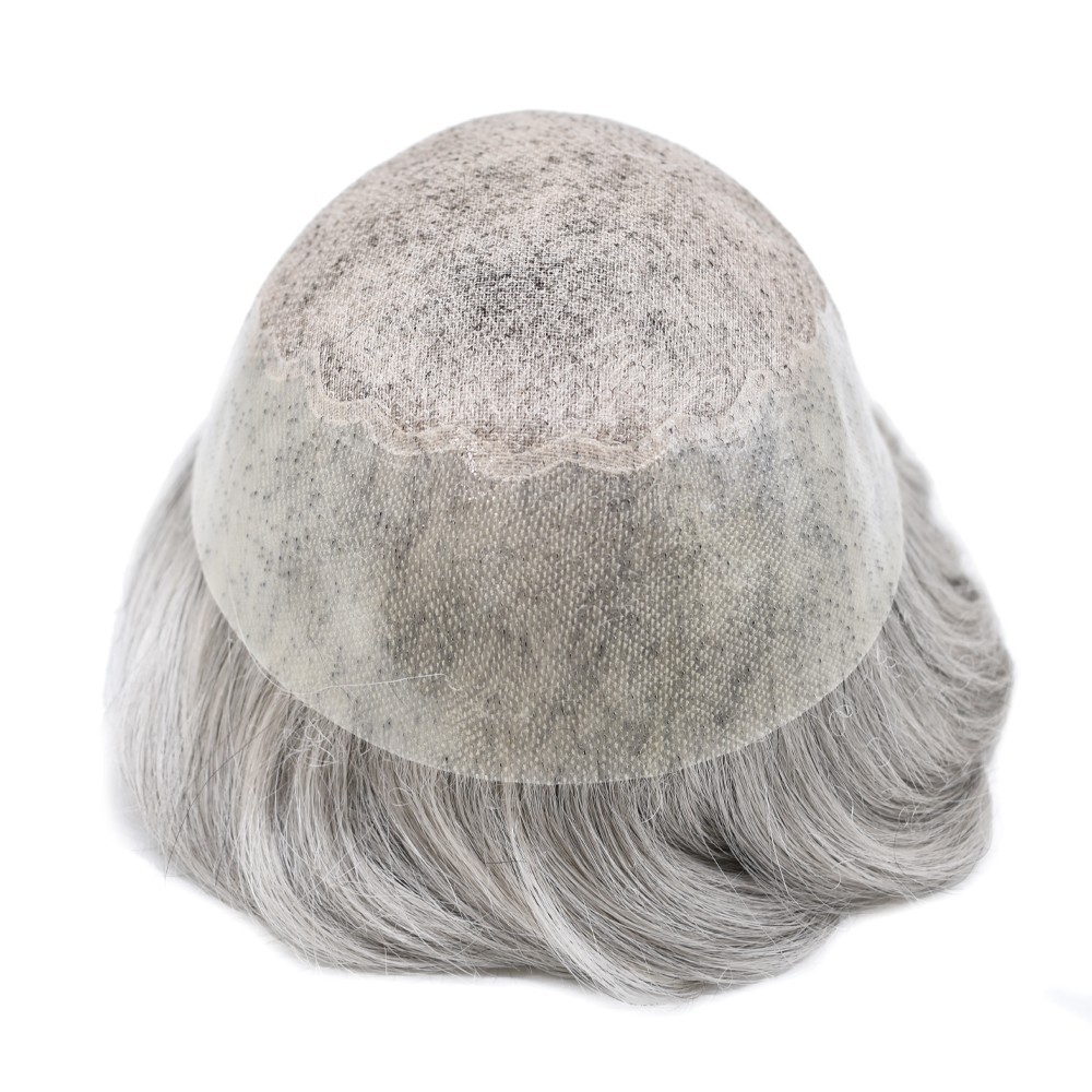 Mens Hair Piece System Swiss Welded Mono Lace Wig Toupee for Men PU Skin Unit US