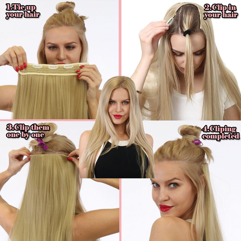 Mega Thick One Piece Clip In Hair Extension Real Natural Soft Full Head As Human