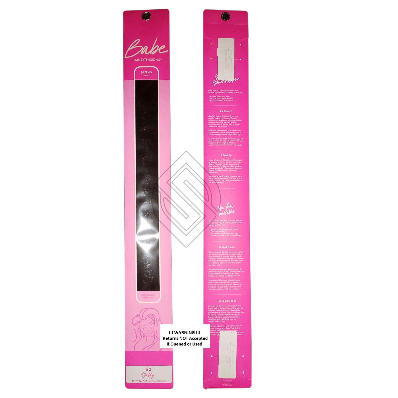 Tape-In 18 Inch Sally #2 Hair Extensions 10 Wefts Straight Color