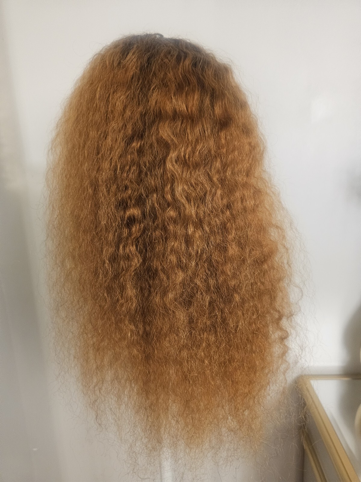 High Quality regular Top Copper Brown 22″ curly 100% Virgin Human Hair Lace Wig