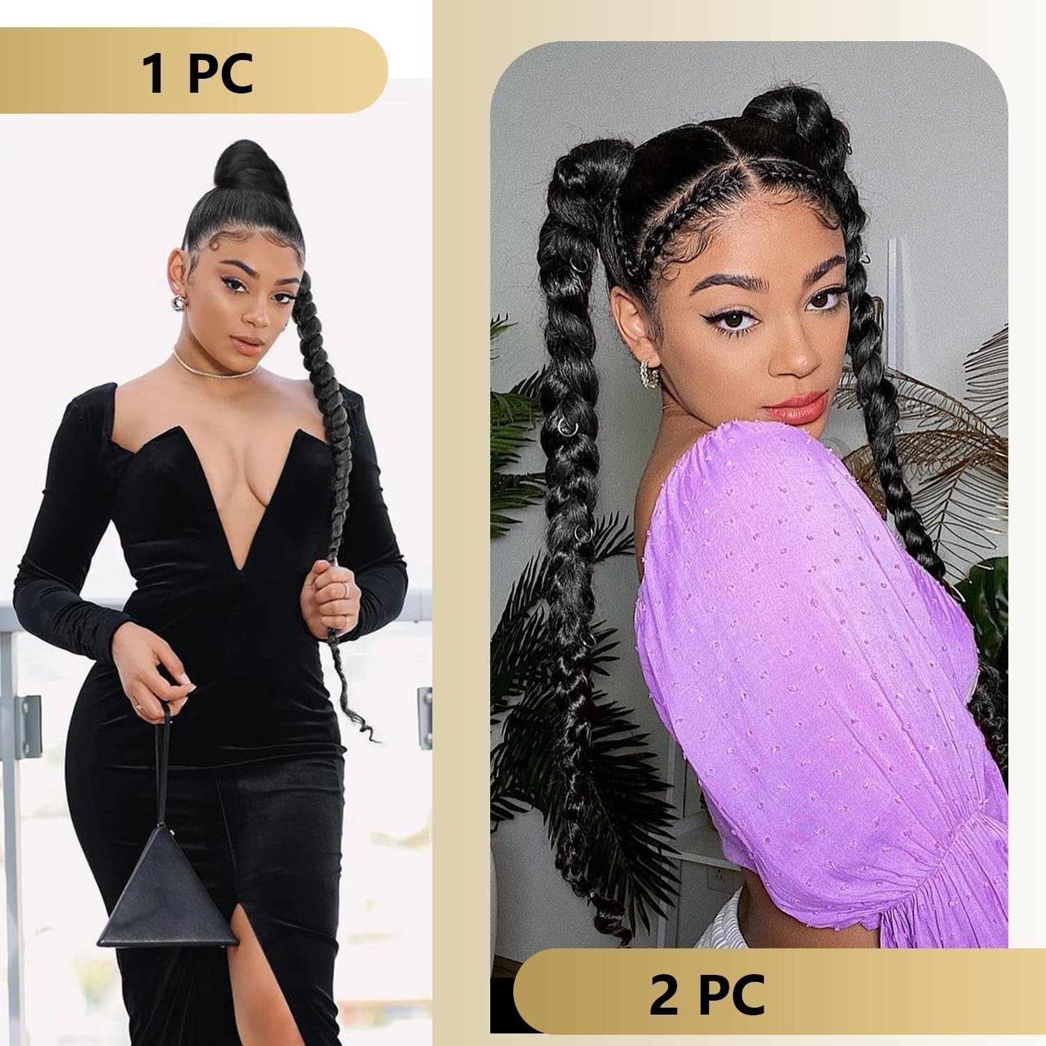 34″ Braided Ponytail Extension Drawstring Yaki Straight Synthetic Hairpiece