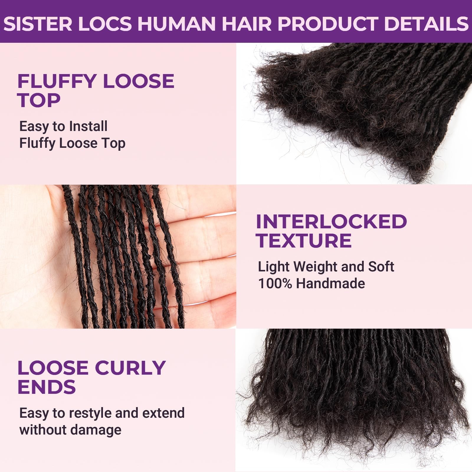 Kgrt Sister Locs Human Hair Microlocs Dreadlock 100 Real Handmade Interlocking