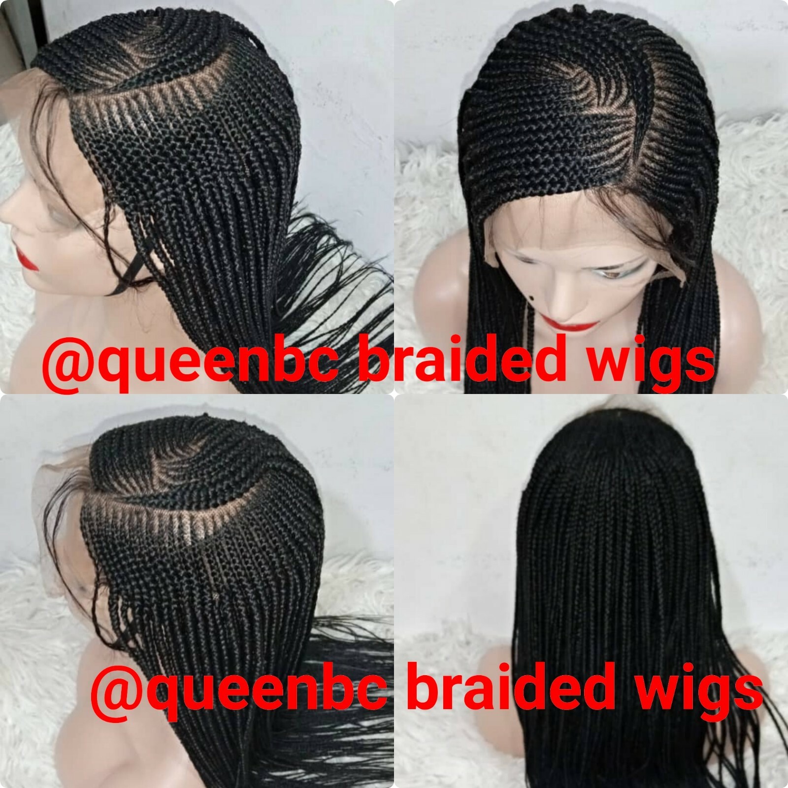 Braided wig: Handmade cornrow feedin braids with lace frontal.Preorder 2-3WEEKS