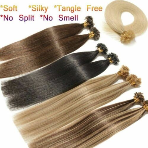Pre Bonded Fusion U Tip Human Hair Extensions Keratin Nail Tip Remy Hair 100S