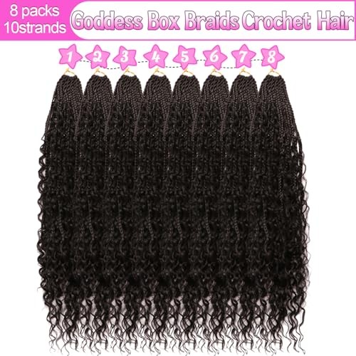 Goddess Boho Box Braids Crochet Hair-8 Packs 24 Inch 24 Inch (Pack of 8) 1B#