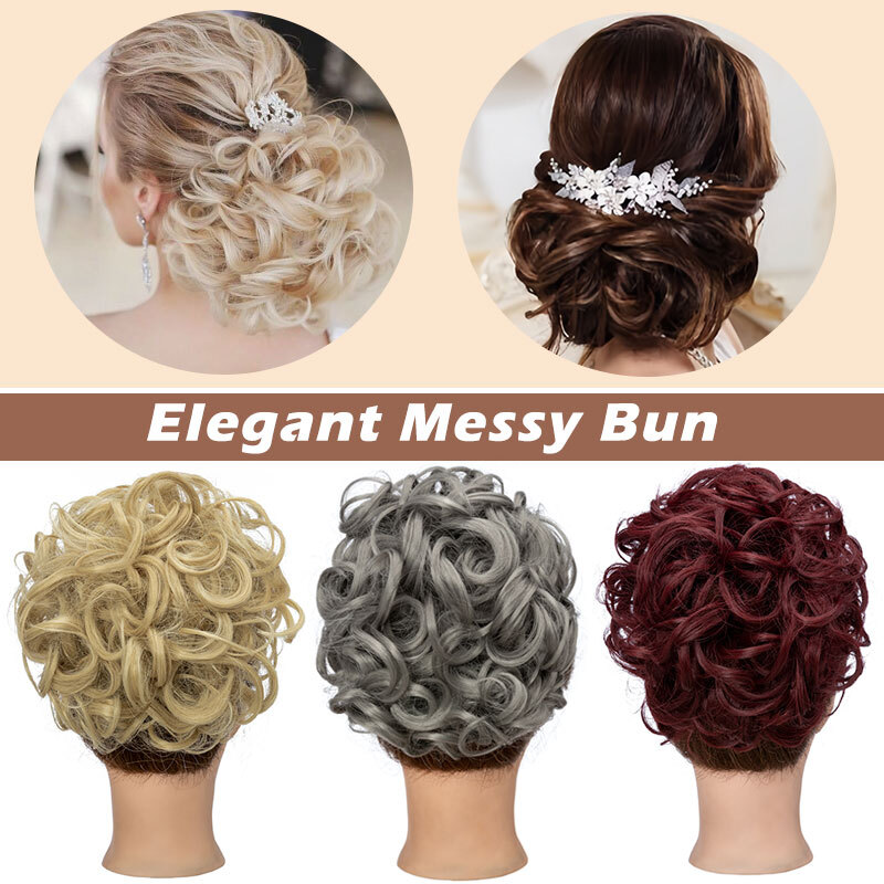 Bridal Curly Messy Bun Hair Piece Scrunchie Comb Clip Hair Updo Extensions 90g