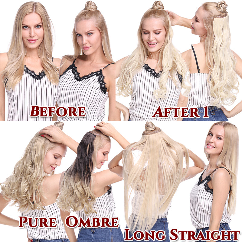 Extra Thick Long Curly Ombre One Piece Full Head Clip In Hair Extension As Human