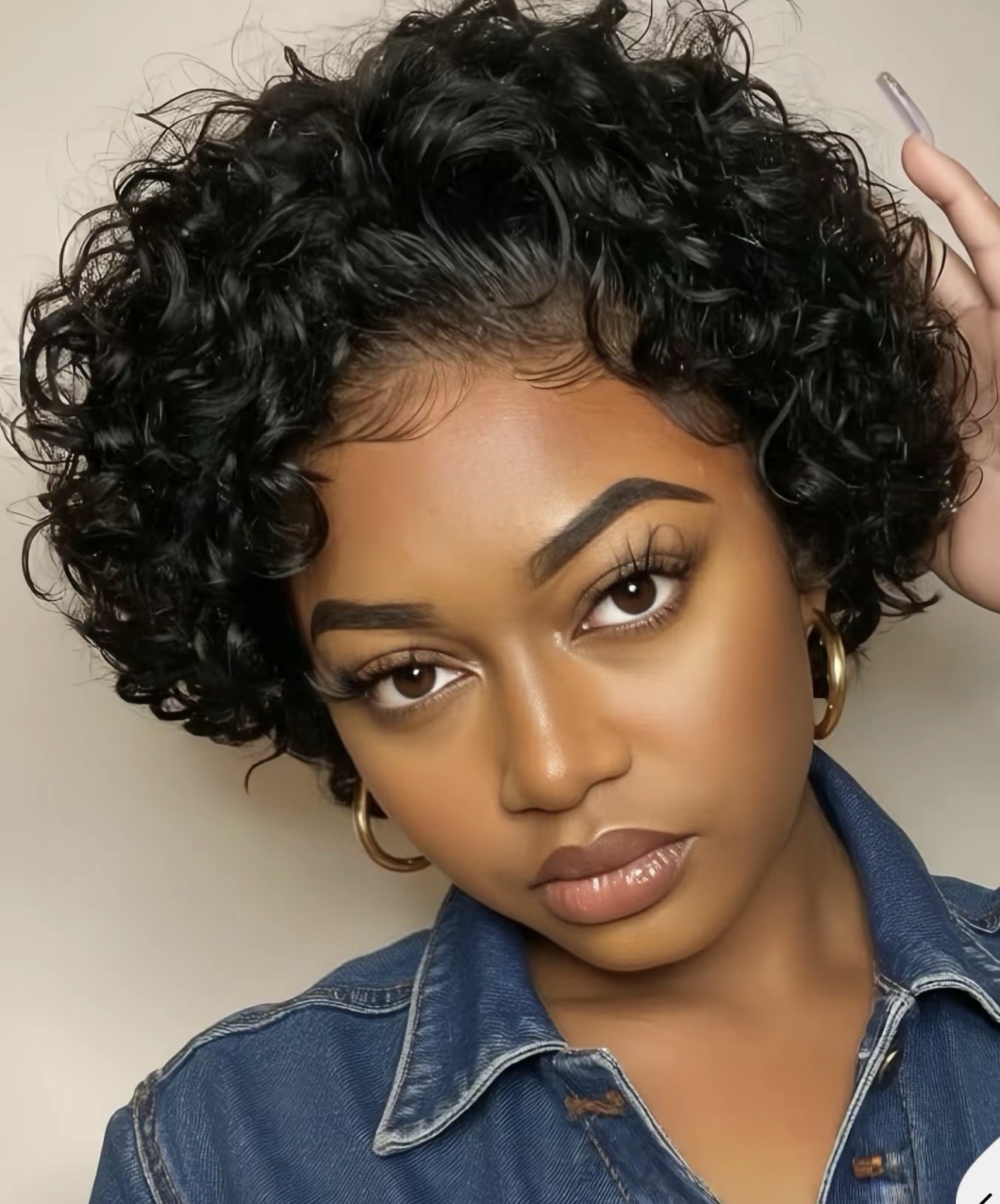 Short Curly Human Hair Wig Pixie Cut Lace Front Wigs 13×1 Pixie Wig Human Hair