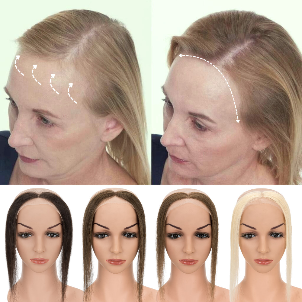 Handtied Lace Top Hairpiece Front Hairline Women’s Topper Toupee Cover Up 2*16cm