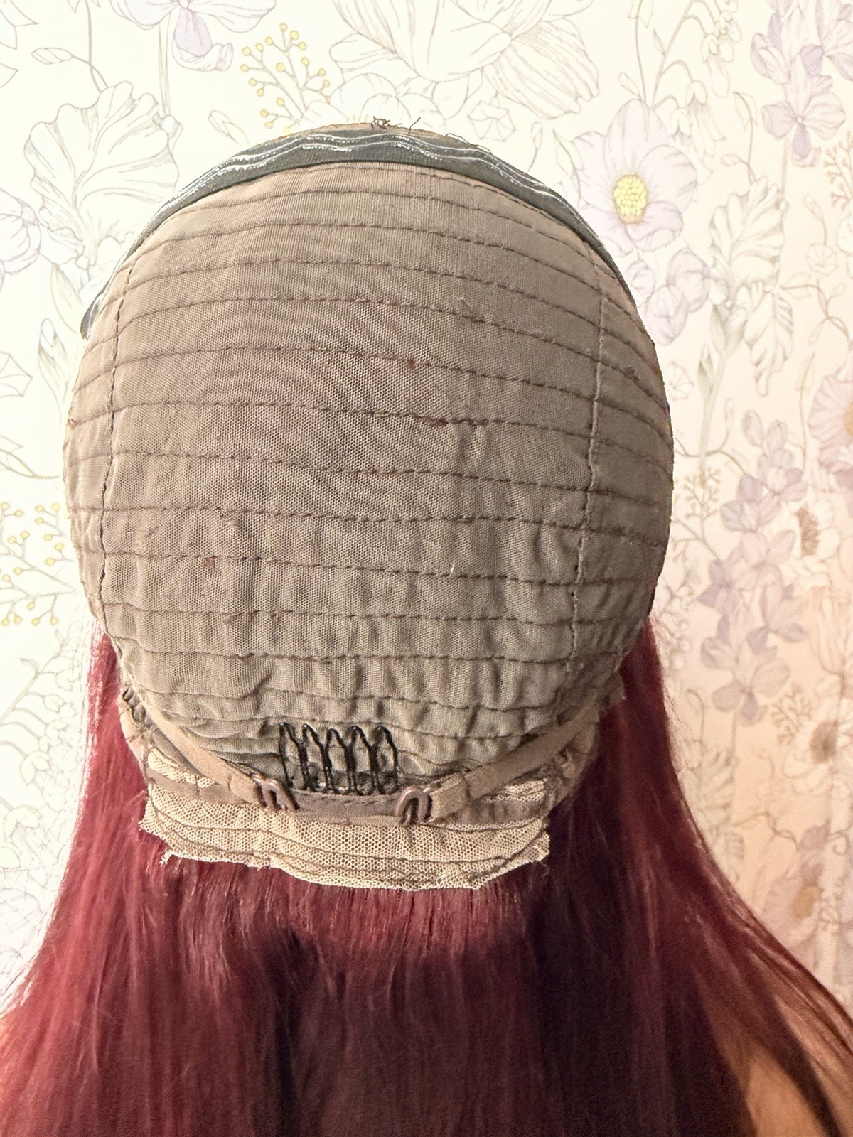 23” Burgundy Wig Human Hair Lace Top 7×5 Closure Wig