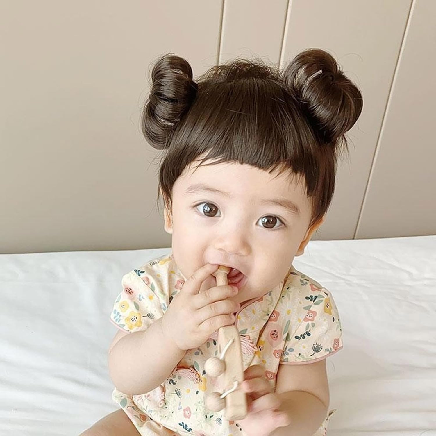 Baby Girls Wig Headwear Children’S Hairband Bun Wig Hairpiece Short Curly Hair A