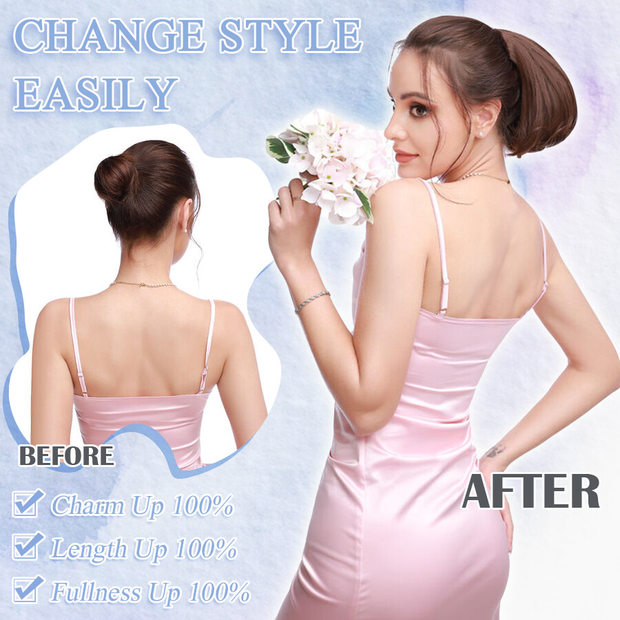 Elegant Drawstring Ponytail Comb Clip In Hair Bun Hepburn Chignon Extension Updo
