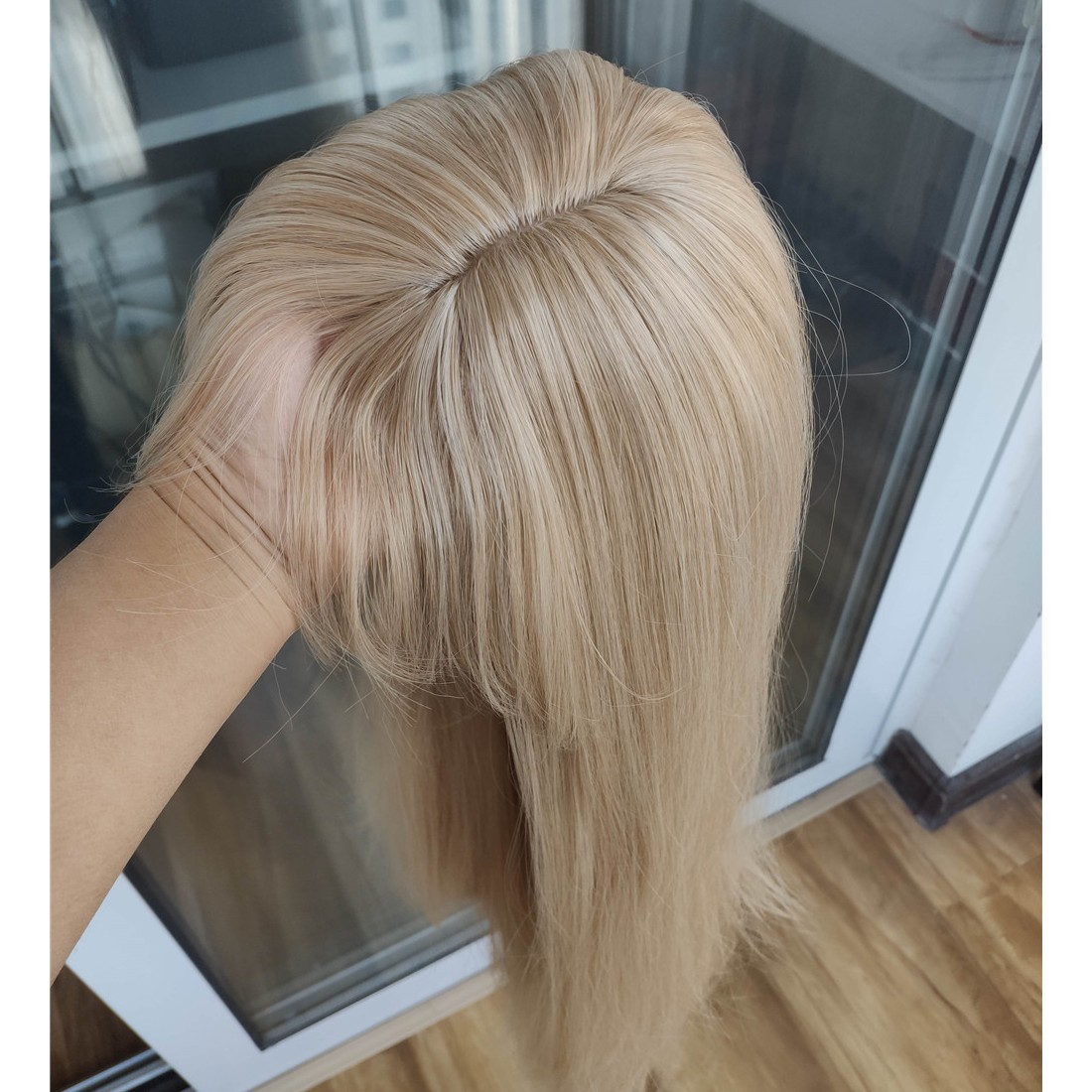 Dress Up Wigs With Bangs Long Straight Heat Resistant Hair Ash Blonde Layered