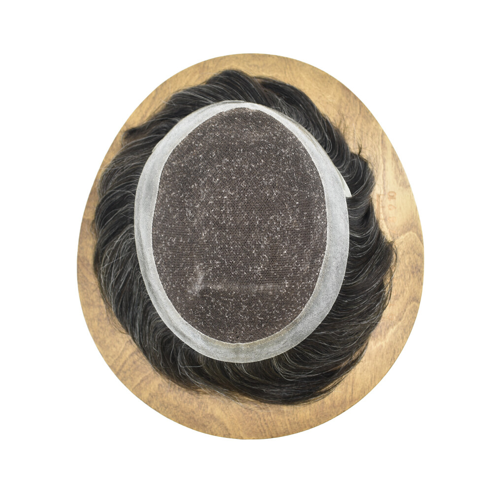 USMens Toupee French Lace Hairpiece Poly Pu Skin Around Hair System Replacement