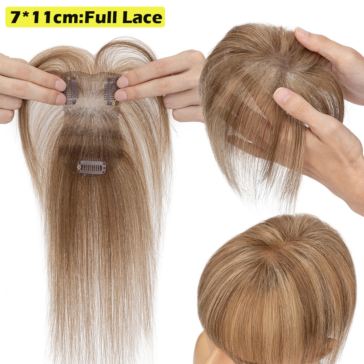 Remy Hair Toppers Clip In Real Human Hair Extensions Top Lace Toupee Hairpiece U