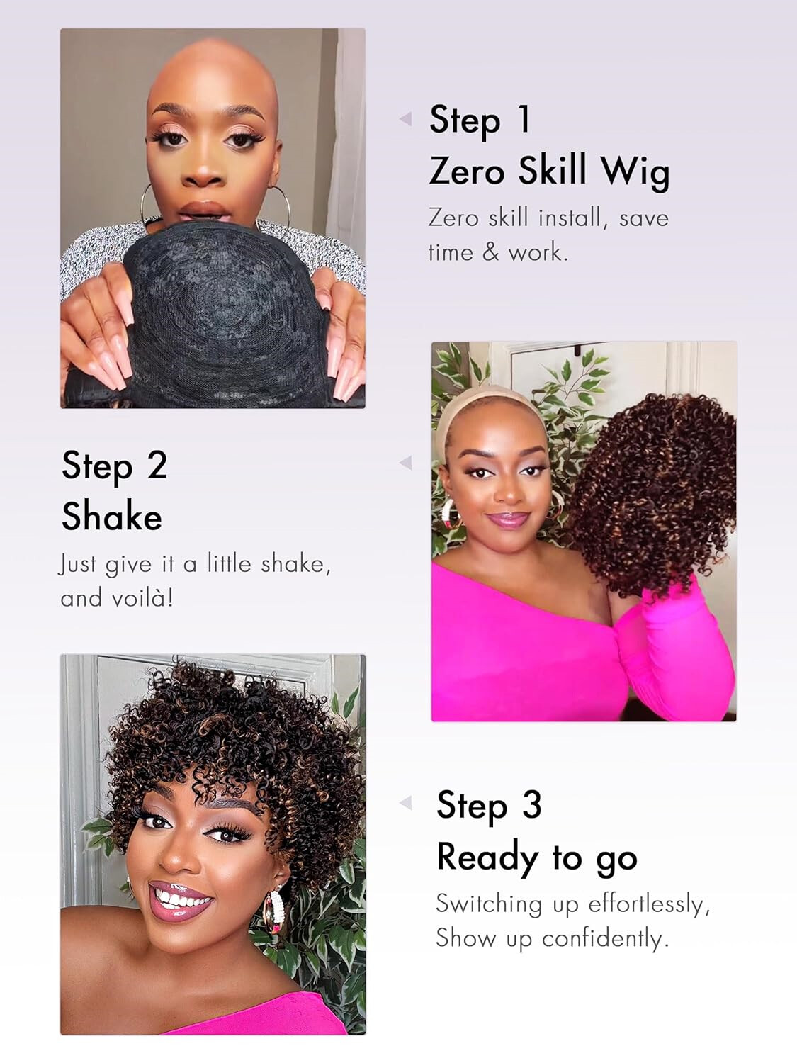 Blonde Highlights Afro Kinky Curly Pixie Cut Wig 150% Full Machine Made Wig