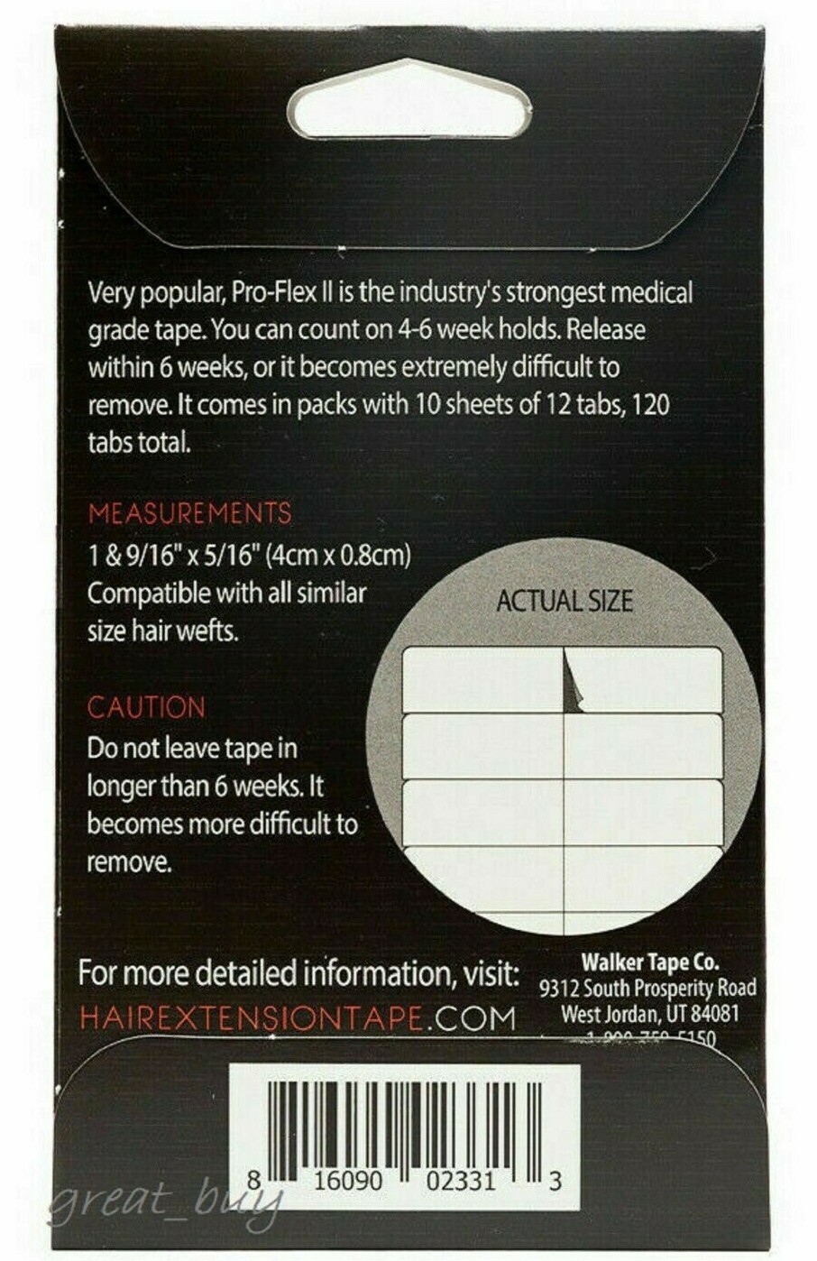 BEAUTIFY Pro-Flex II WALKER Hair Extension Double Sided 4cm x.8cm -120 Tape Tabs