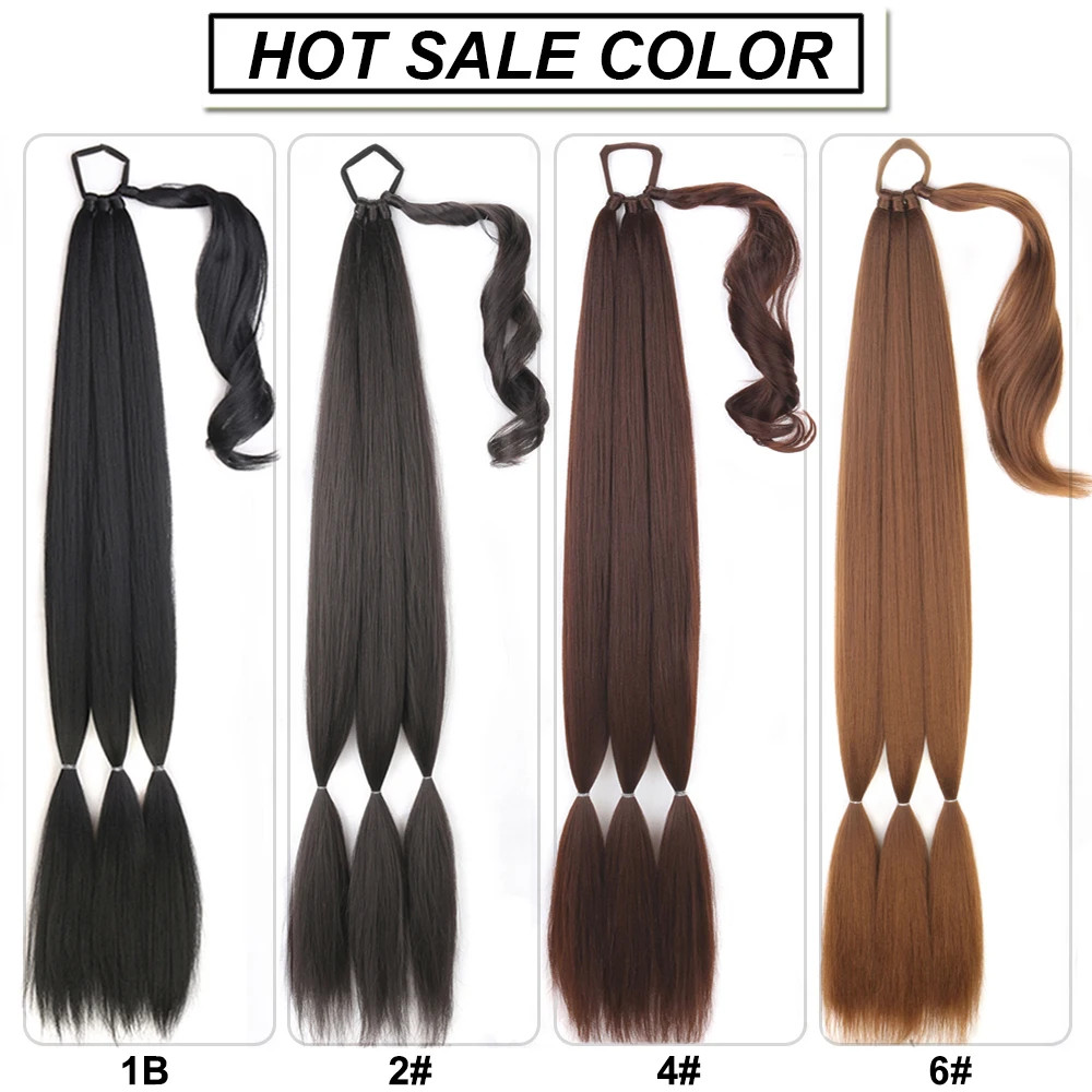 Black Brown Blonde Braided Ponytail Extensions Synthetic Fake Hair For Women