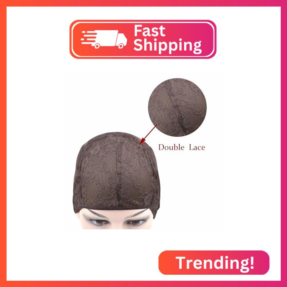 YTBYT 2 Pcs Double Lace Wig Caps with Adjustable Straps Swiss Lace Hairnet on th